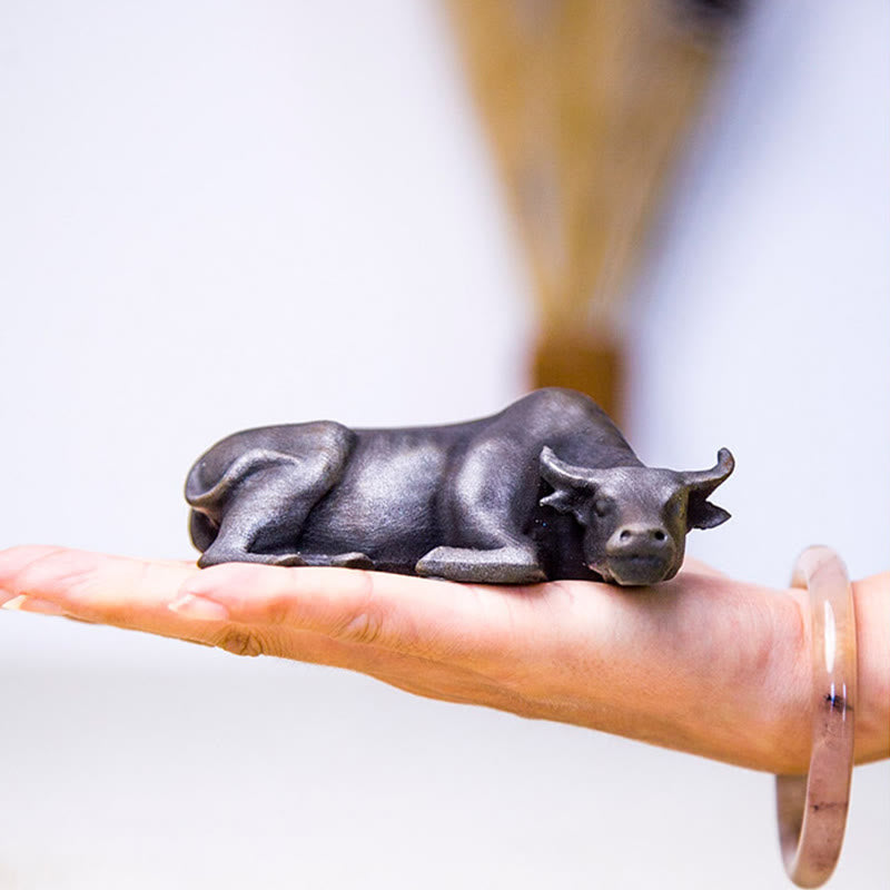 4in Water Buffalo Statue Iron Powder Resin | Feng Shui Decor