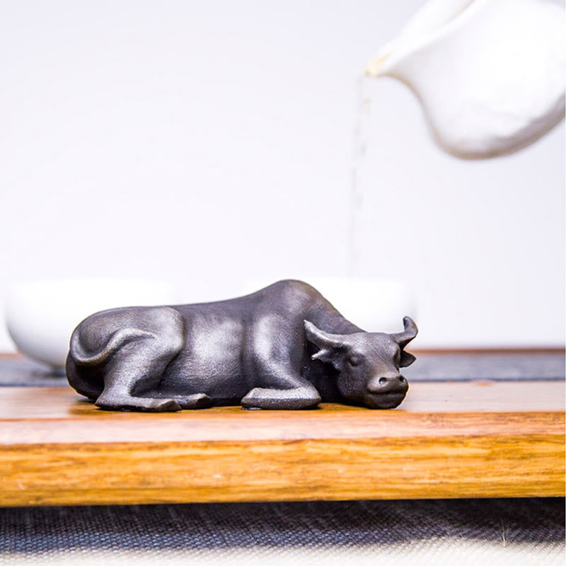 4in Water Buffalo Statue Iron Powder Resin | Feng Shui Decor