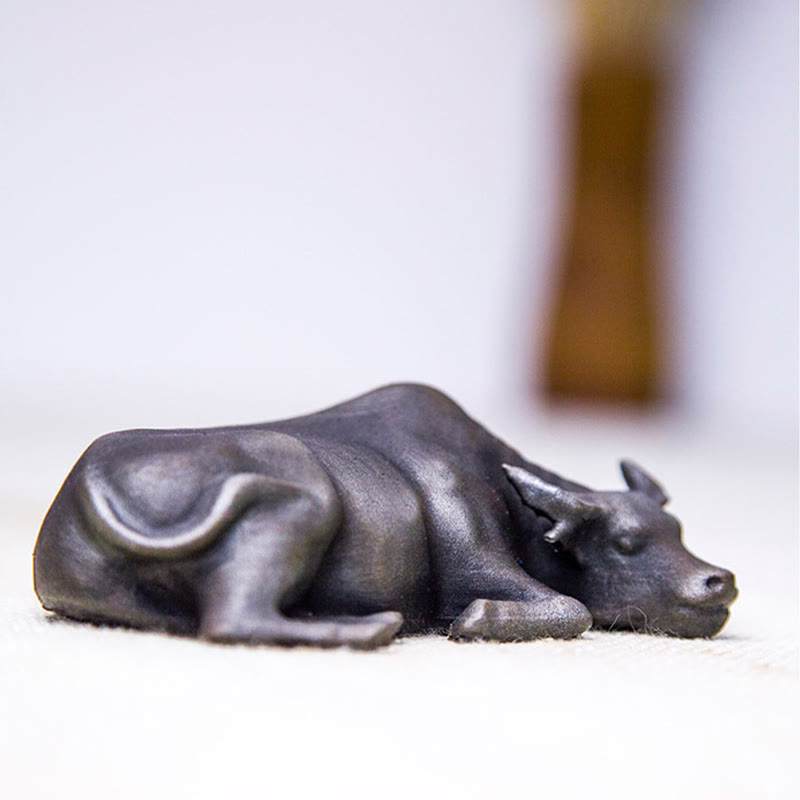 4in Water Buffalo Statue Iron Powder Resin | Feng Shui Decor