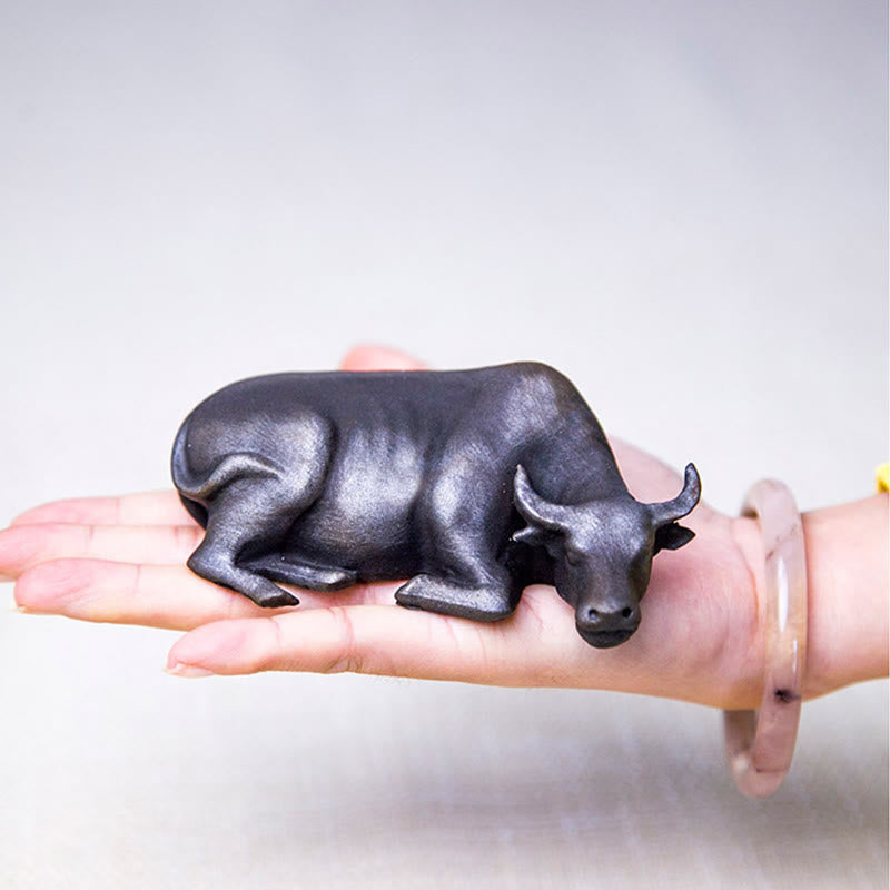 4in Water Buffalo Statue Iron Powder Resin | Feng Shui Decor