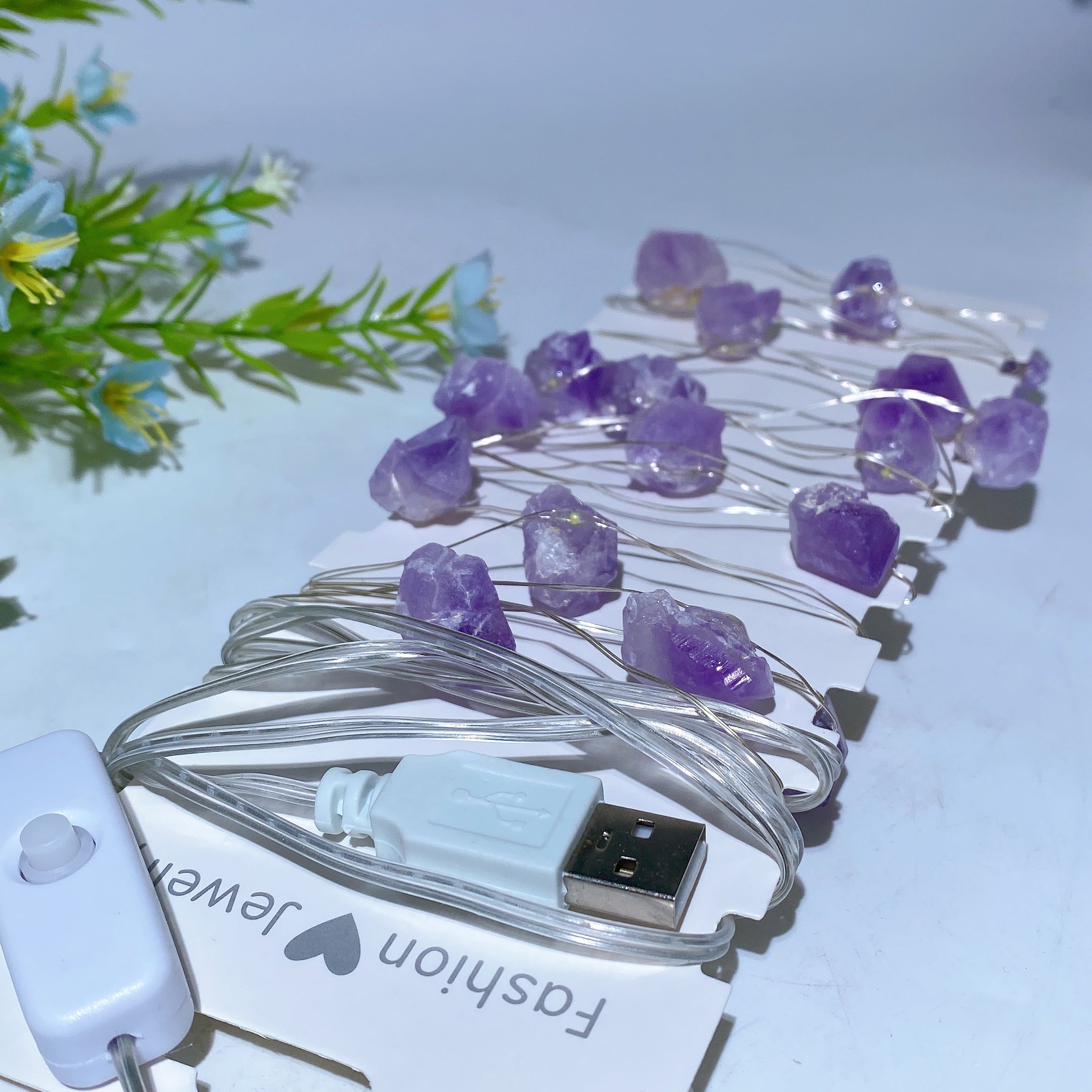 4m Raw Crystal LED Light for Healing & Decor