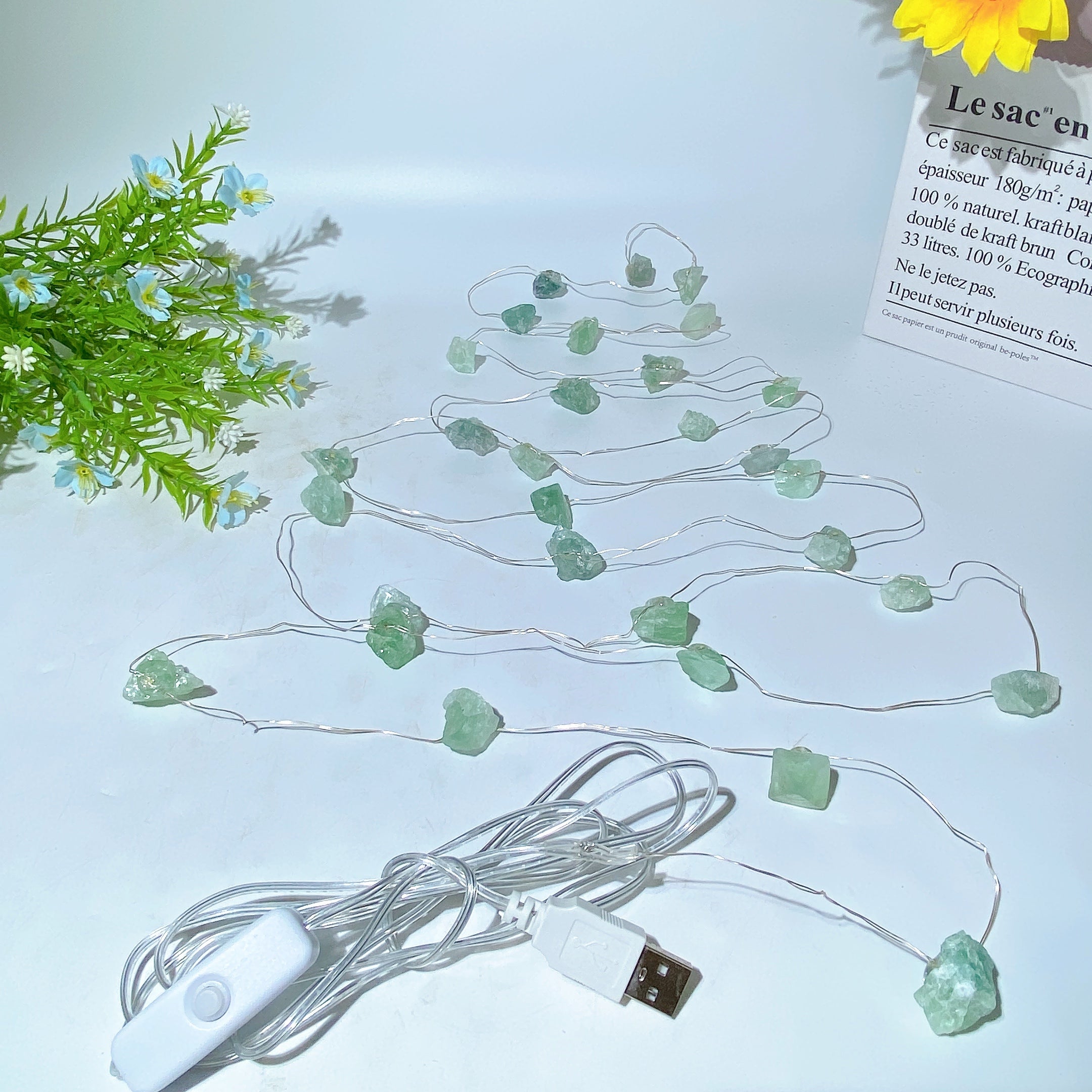 4m Raw Crystal LED Light for Healing & Decor