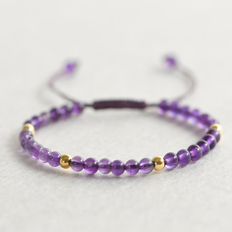 4mm Amethyst & Gold Plated Stress Relief Bracelet