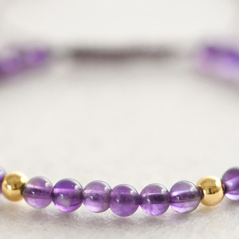 4mm Amethyst & Gold Plated Stress Relief Bracelet