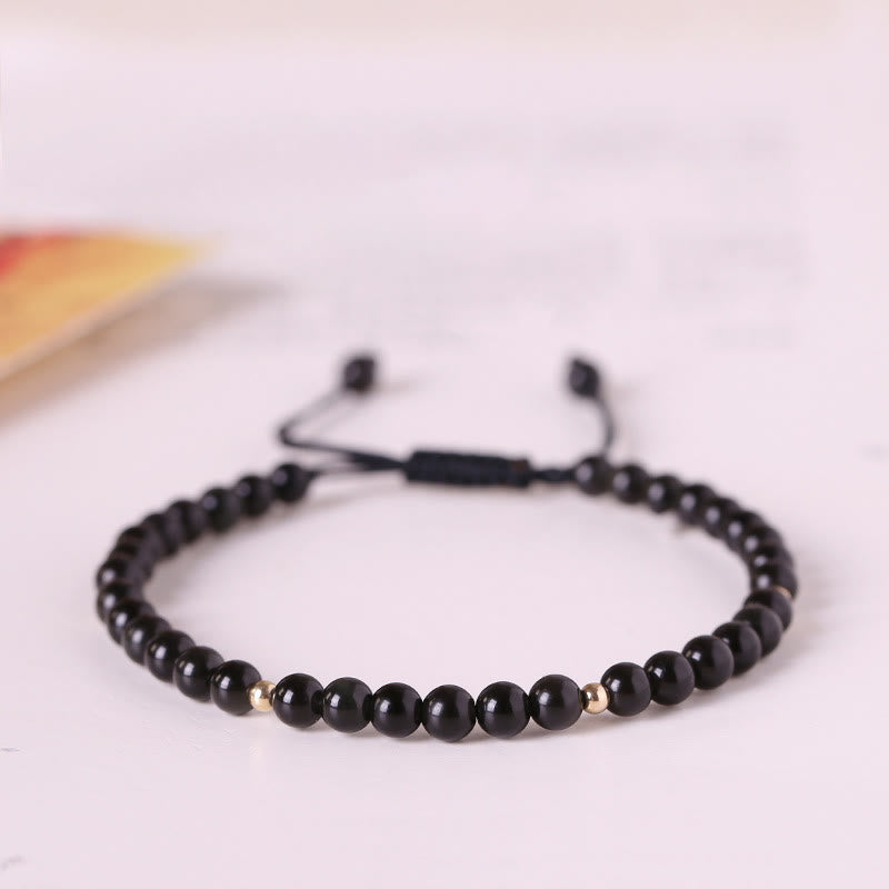 4mm Black Obsidian Protection Rope Bracelet