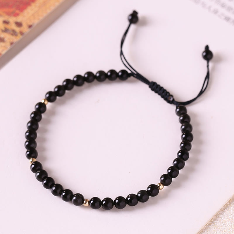 4mm Black Obsidian Protection Rope Bracelet