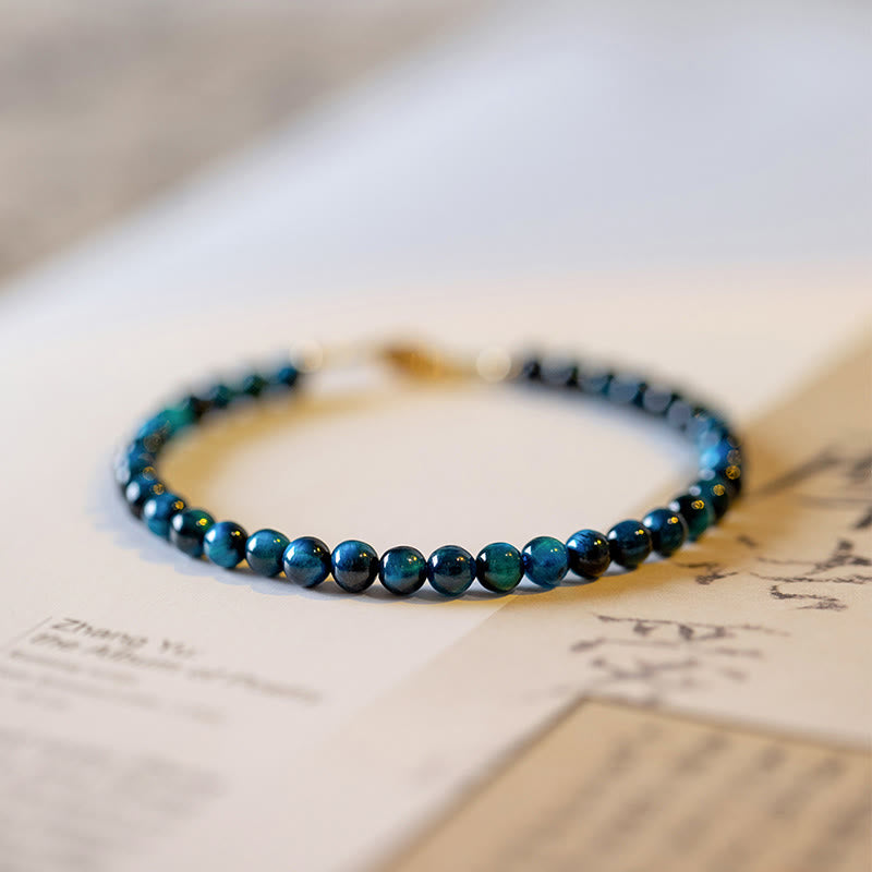 4mm Blue Tiger Eye Protection Chain Bracelet