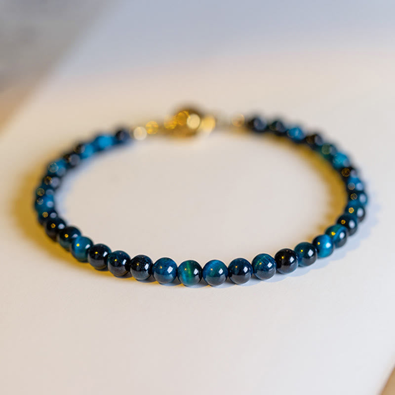 4mm Blue Tiger Eye Protection Chain Bracelet