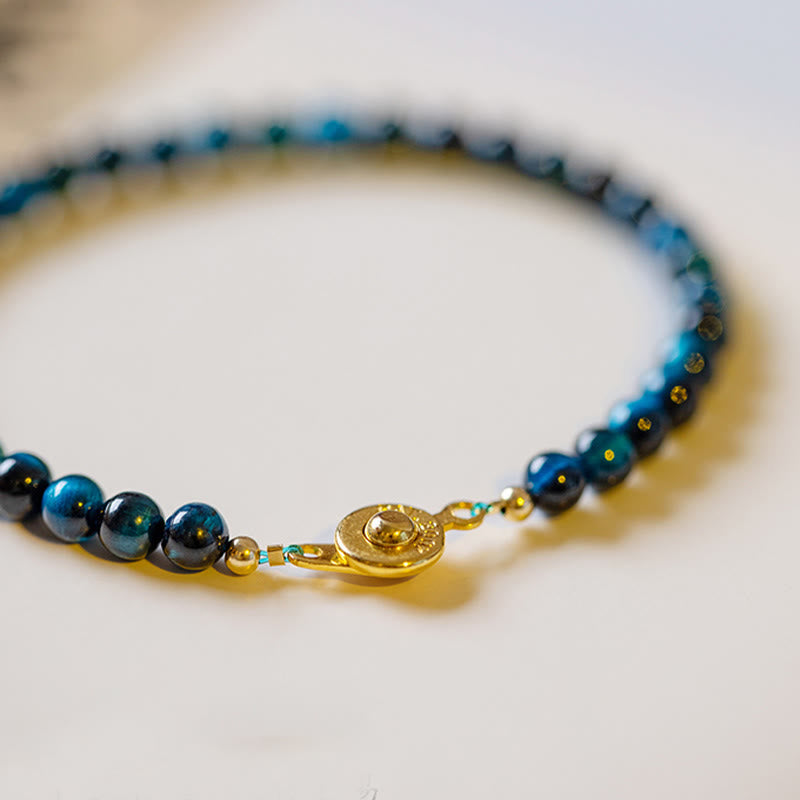 4mm Blue Tiger Eye Protection Chain Bracelet