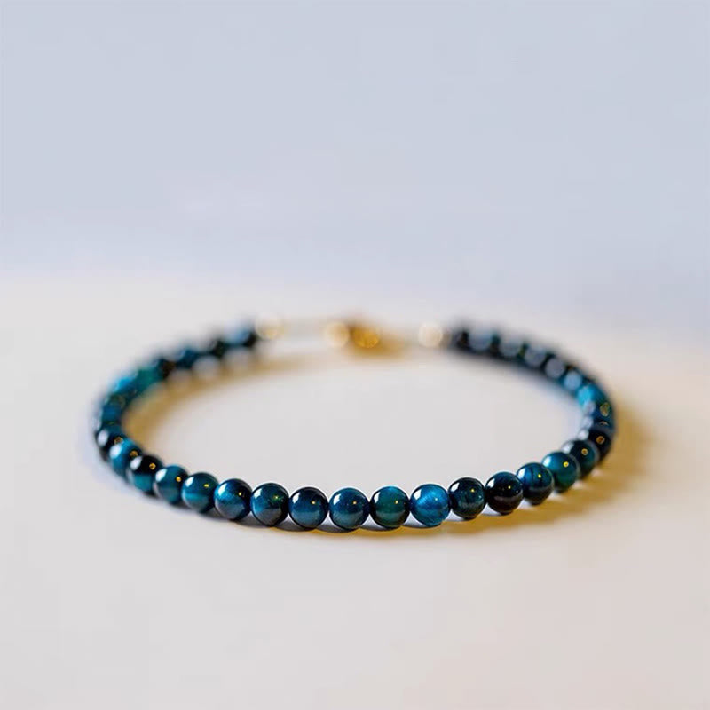 4mm Blue Tiger Eye Protection Chain Bracelet