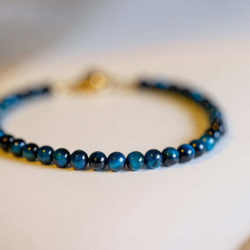 4mm Blue Tiger Eye Protection Chain Bracelet