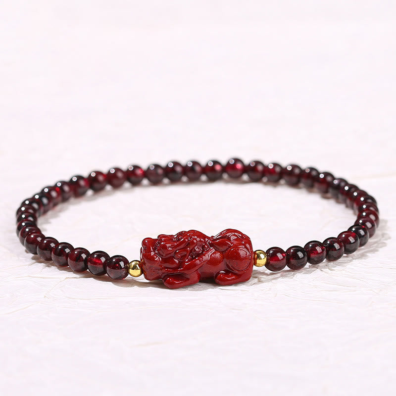 4mm Garnet Cinnabar PiXiu Protection Bracelet