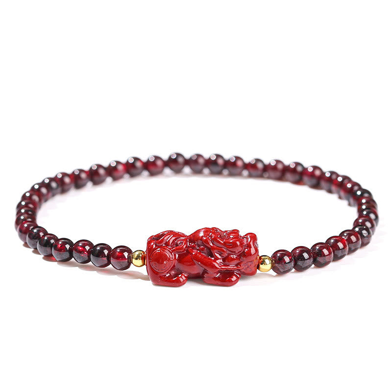 4mm Garnet Cinnabar PiXiu Protection Bracelet