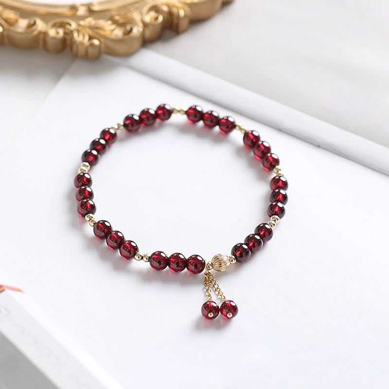 4mm Garnet Purification Bracelet in 14K Gold for Calm