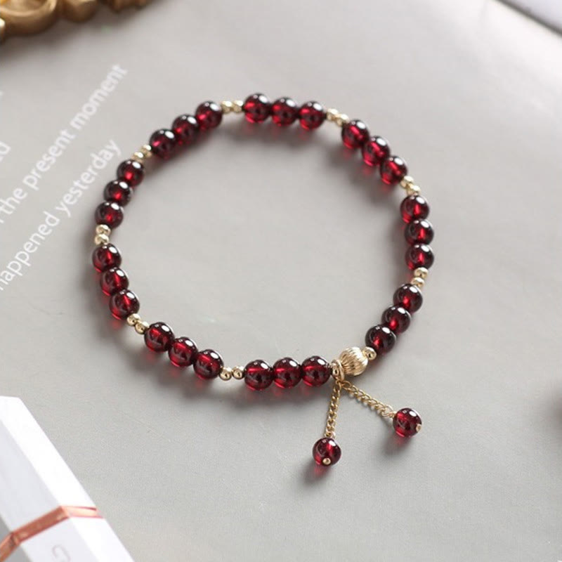 4mm Garnet Purification Bracelet in 14K Gold for Calm