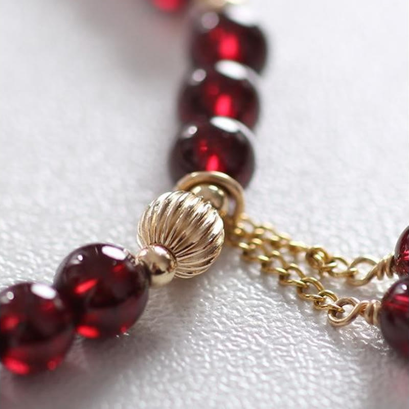4mm Garnet Purification Bracelet in 14K Gold for Calm
