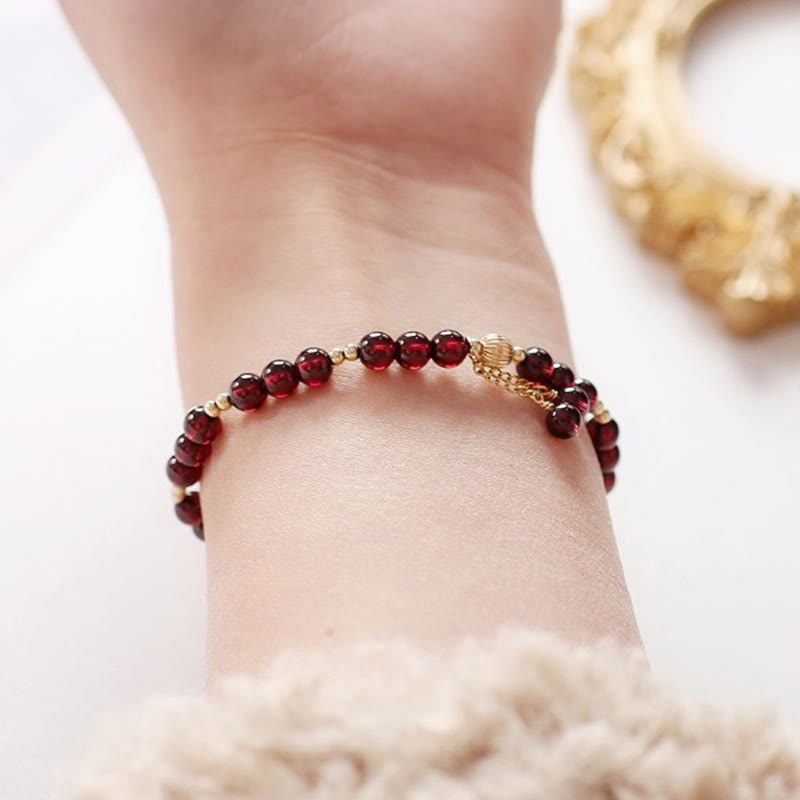 4mm Garnet Purification Bracelet in 14K Gold for Calm