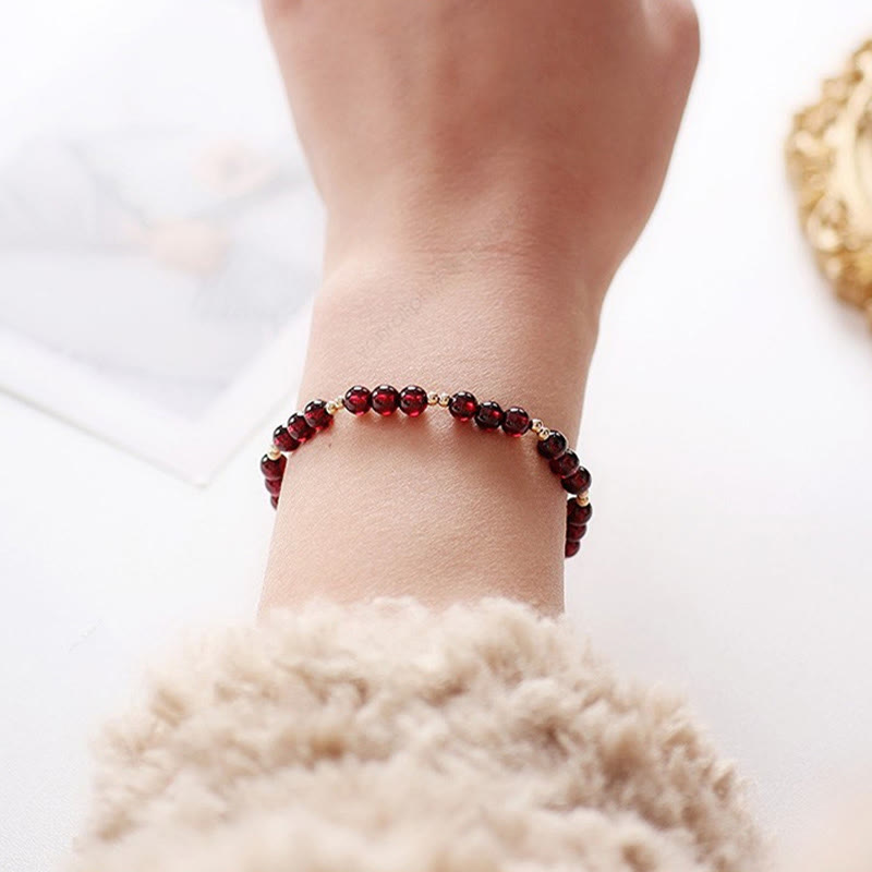4mm Garnet Purification Bracelet in 14K Gold for Calm