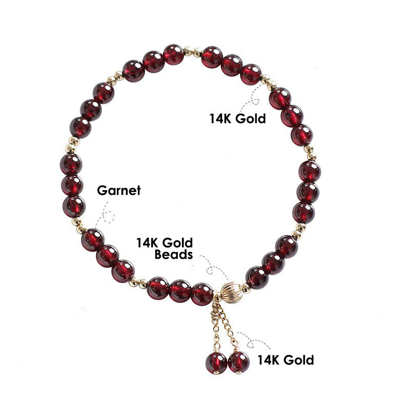 4mm Garnet Purification Bracelet in 14K Gold for Calm