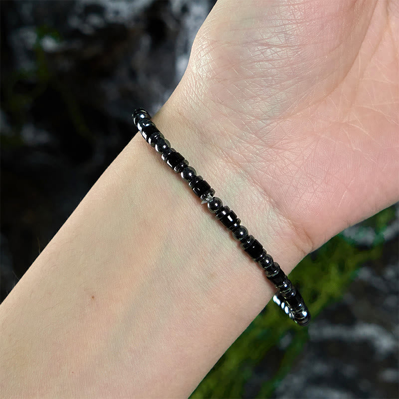 4mm Hematite Spiritual Bracelet for Grounding & Focus