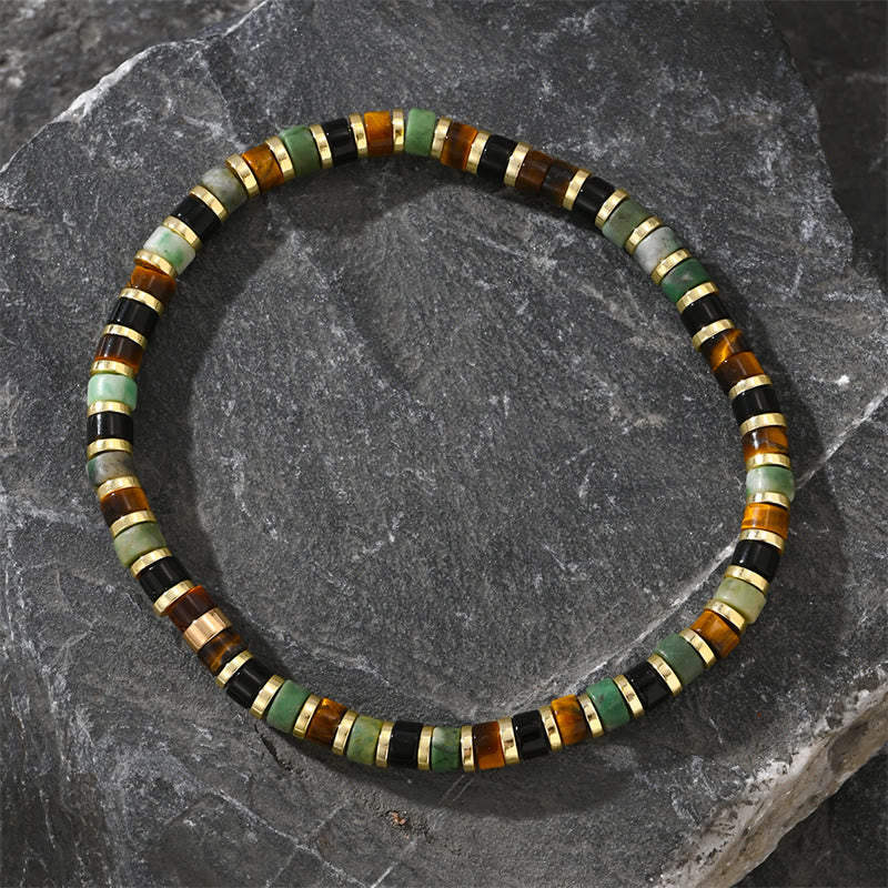 4mm Hematite Tiger Eye Support Bracelet Unisex