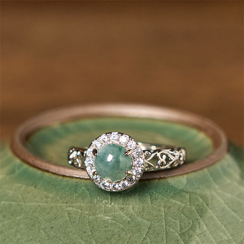 4mm Hetian Jade Luck Ring with Ruyi Stick Pattern