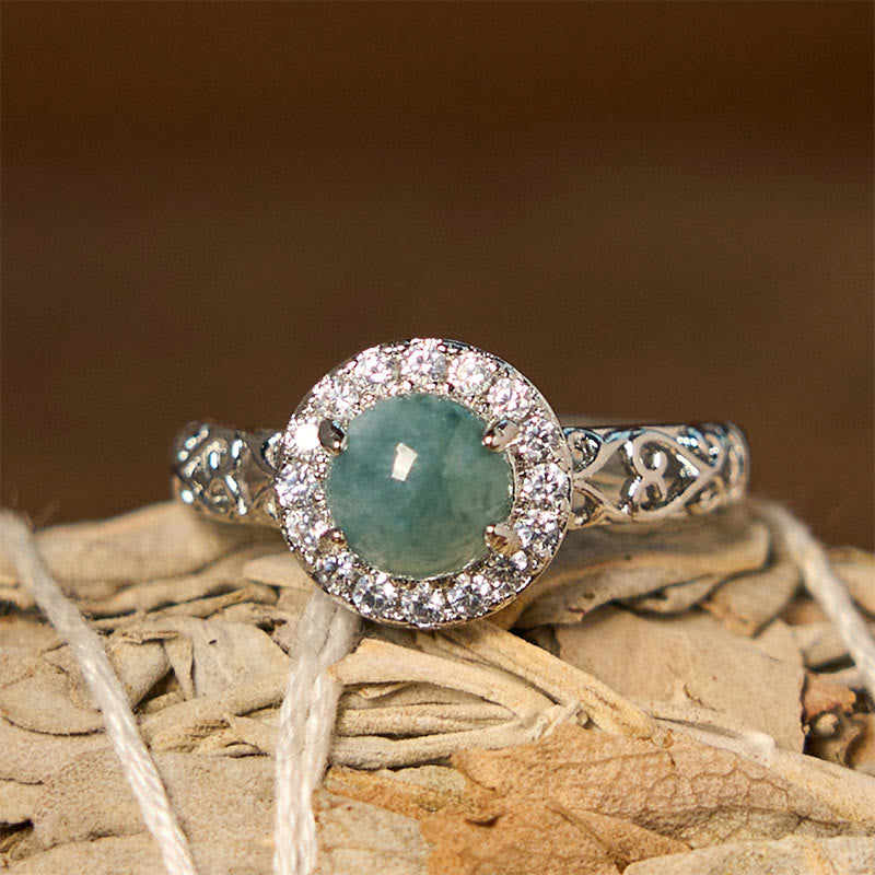 4mm Hetian Jade Luck Ring with Ruyi Stick Pattern