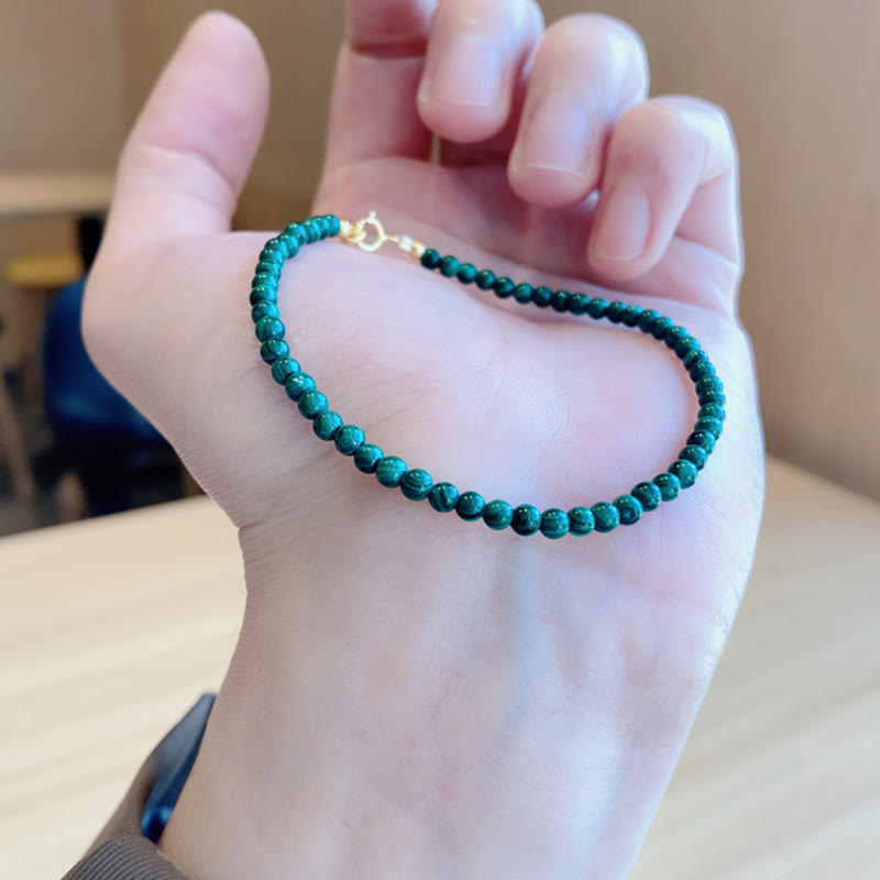 4mm Malachite 14k Gold Anti-Anxiety Bracelet