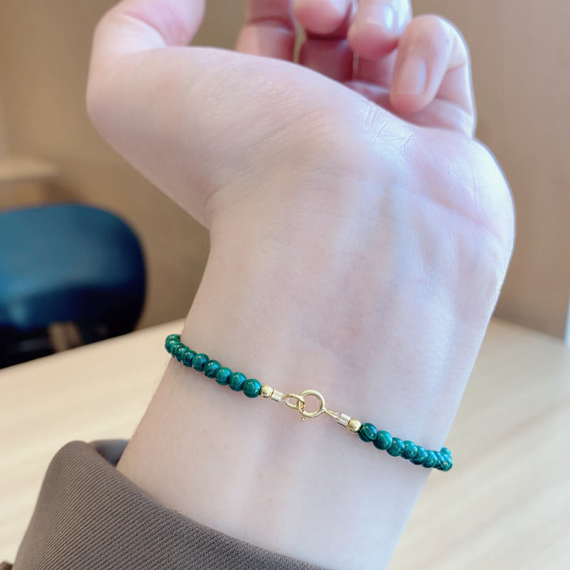 4mm Malachite 14k Gold Anti-Anxiety Bracelet
