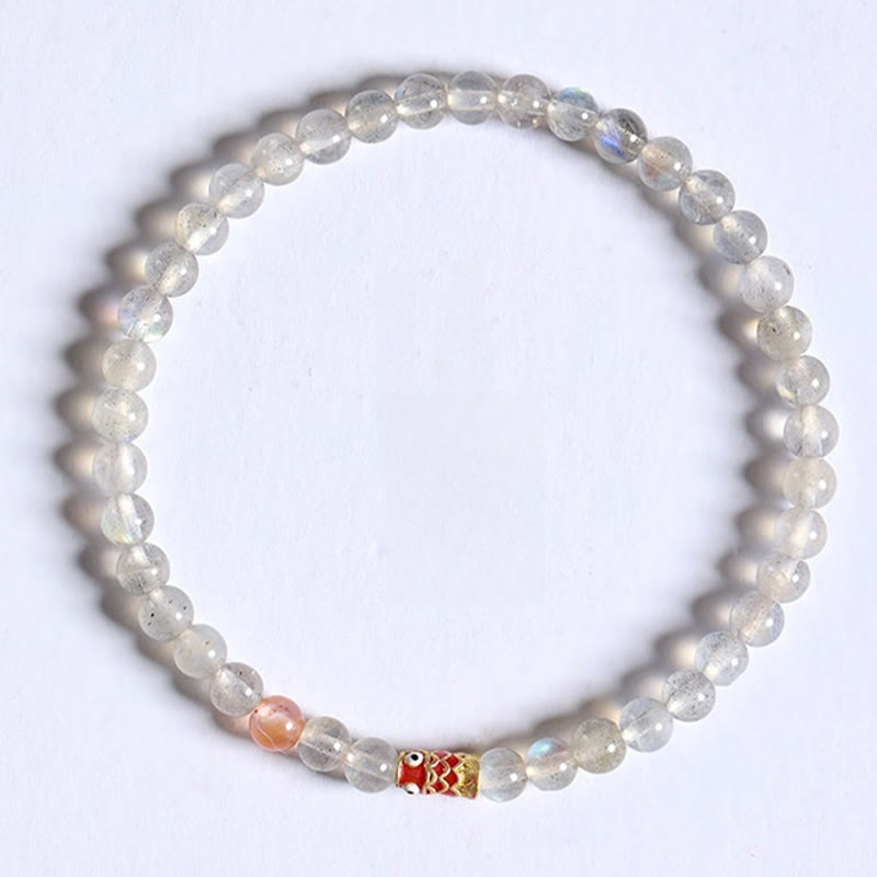 4mm Moonstone Koi Fish Bracelet for Calm and Luck