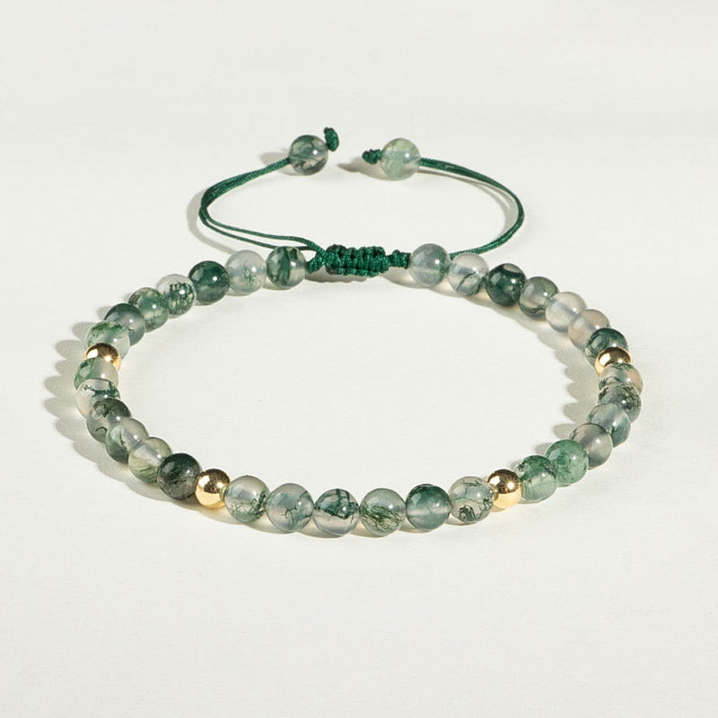 4mm Moss Agate Lucky Balance Meditation Bracelet