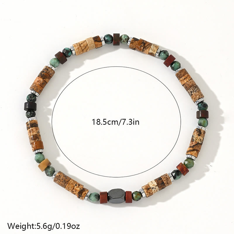 4mm Picture Jasper Turquoise Hematite Positive Bracelet