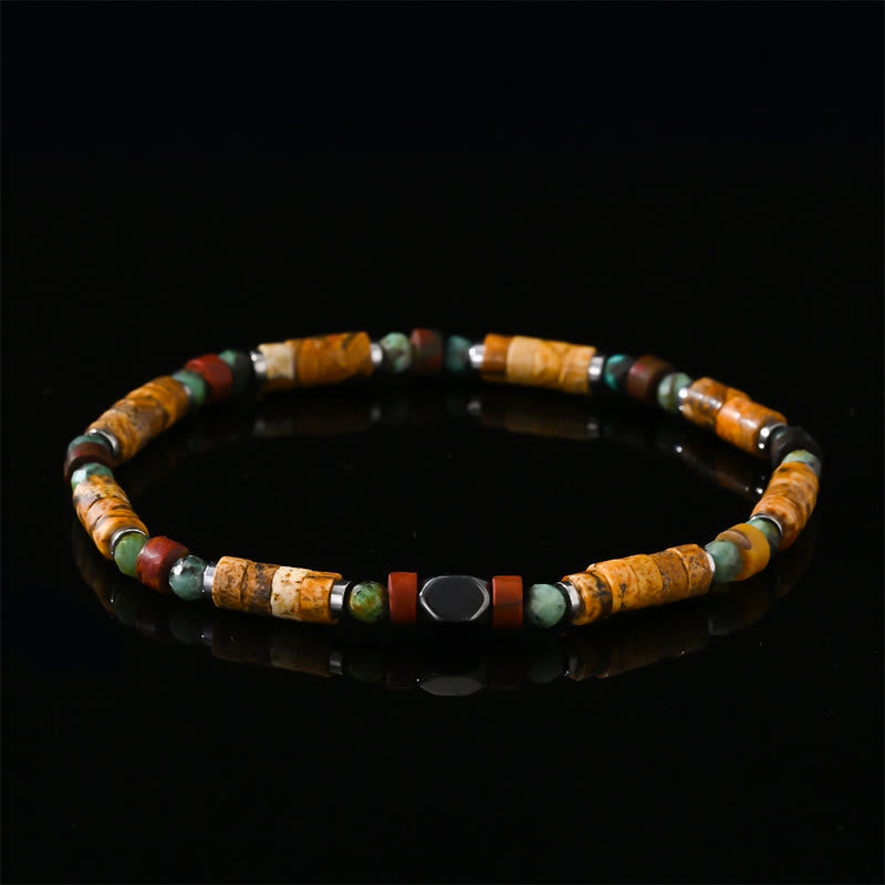 4mm Picture Jasper Turquoise Hematite Positive Bracelet