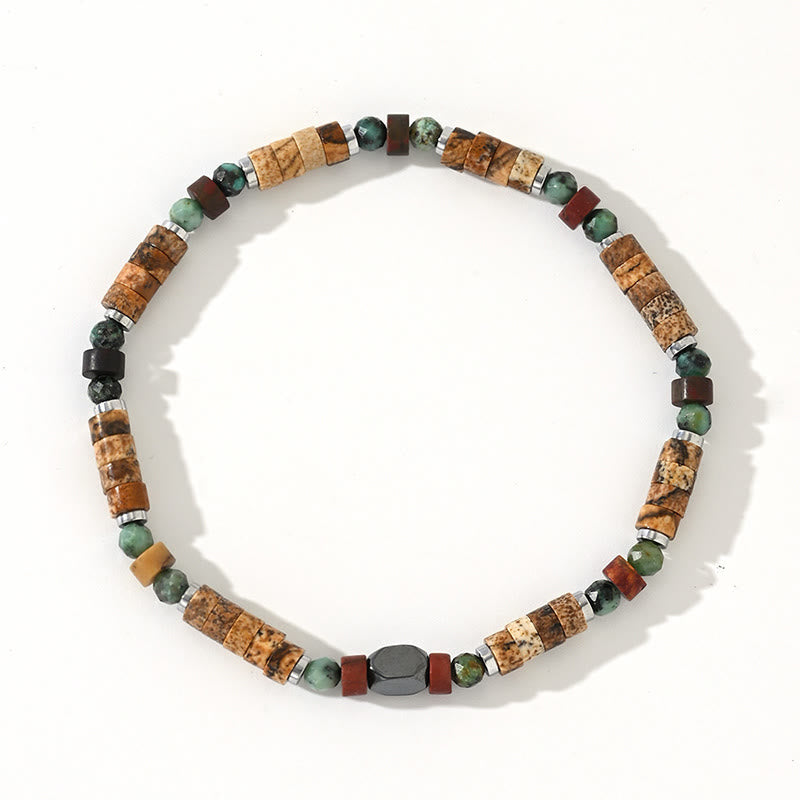 4mm Picture Jasper Turquoise Hematite Positive Bracelet
