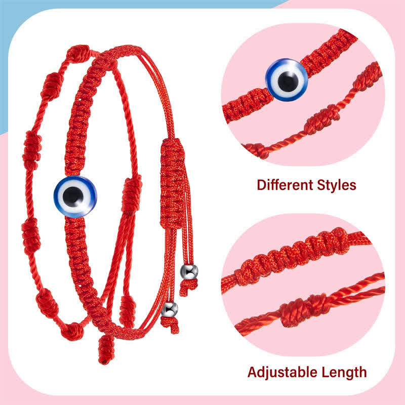 4Pcs Evil Eye Red String Protection Bracelet Set