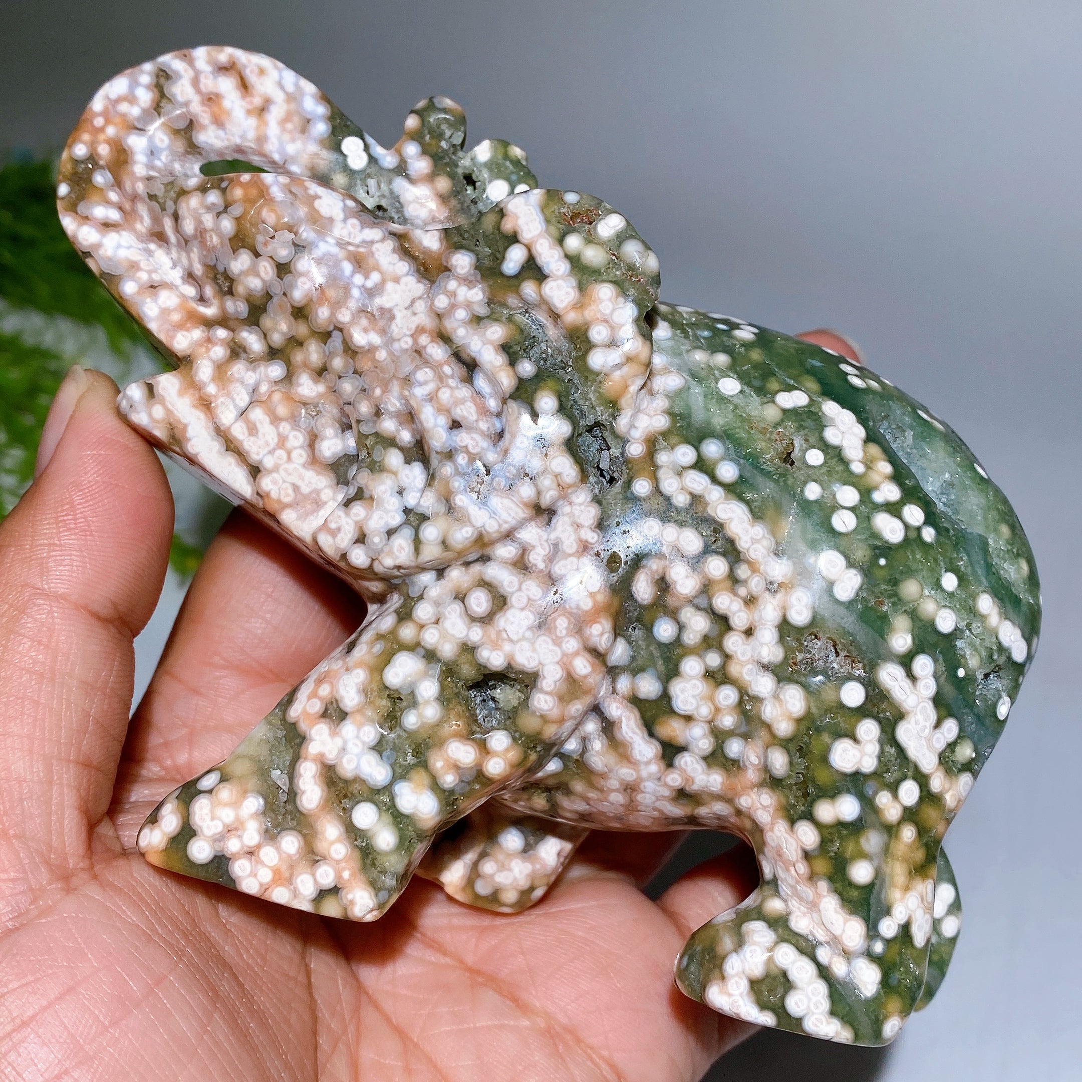 5.0-inch Ocean Jasper Elephant Crystal Carving Sculpture