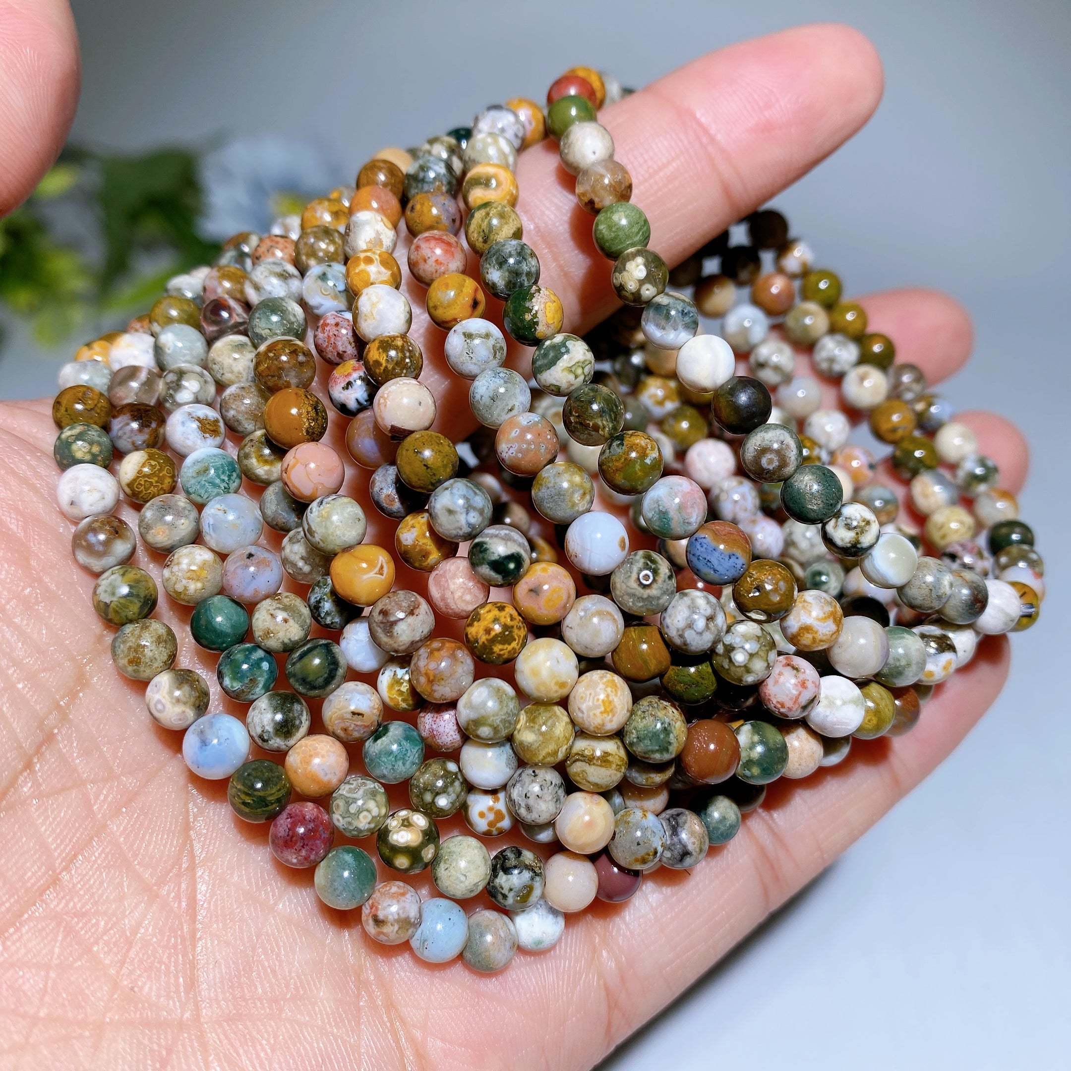 5-10mm Prehnite Moonstone Healing Bracelet | Healing Sounds