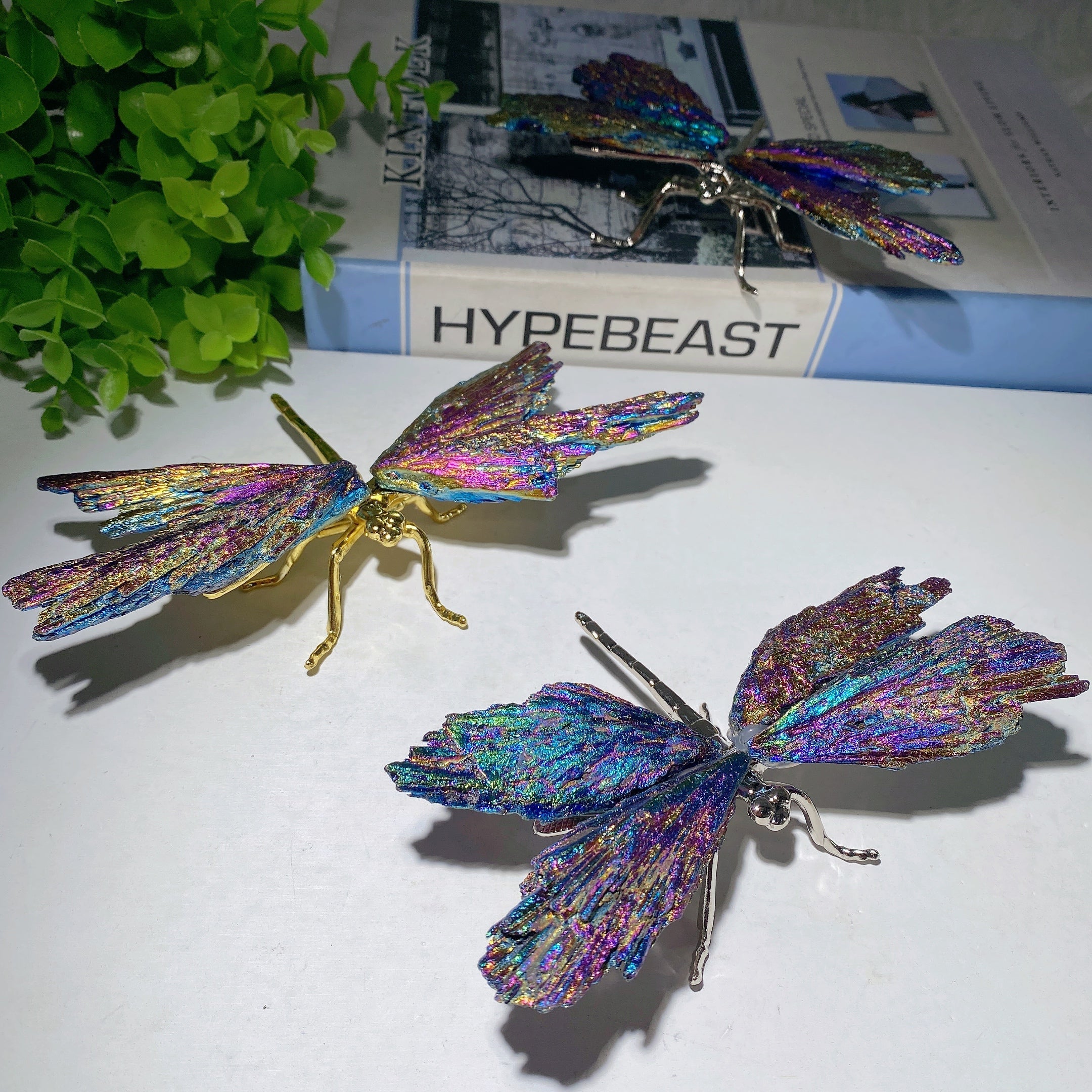 5.2 inch Aura Kyanite Dragonfly Crystal Figurine for Healing