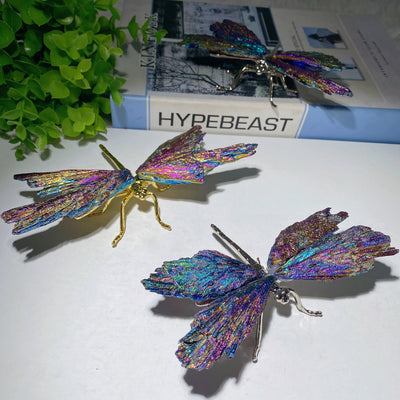 5.2 inch Aura Kyanite Dragonfly Crystal Figurine for Healing