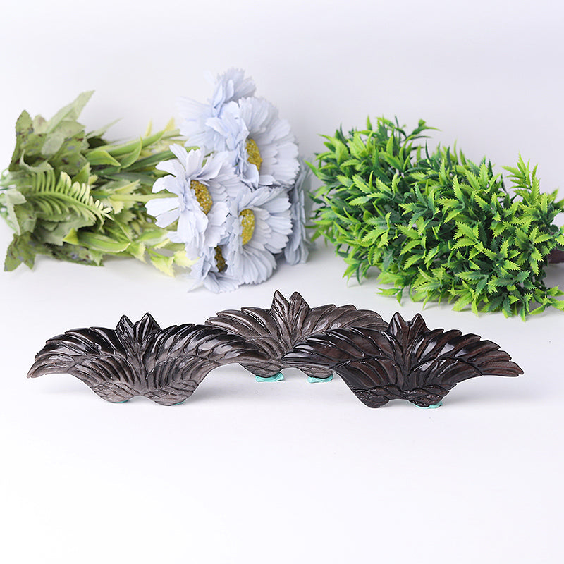 5.2 Inch Silver Obsidian Wing Carving for Meditation