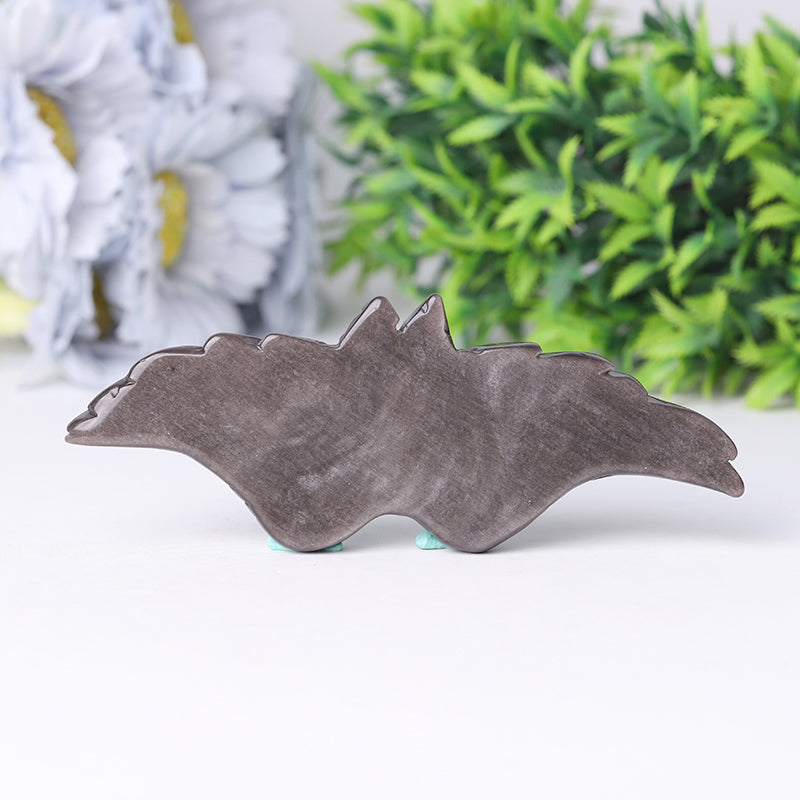 5.2 Inch Silver Obsidian Wing Carving for Meditation