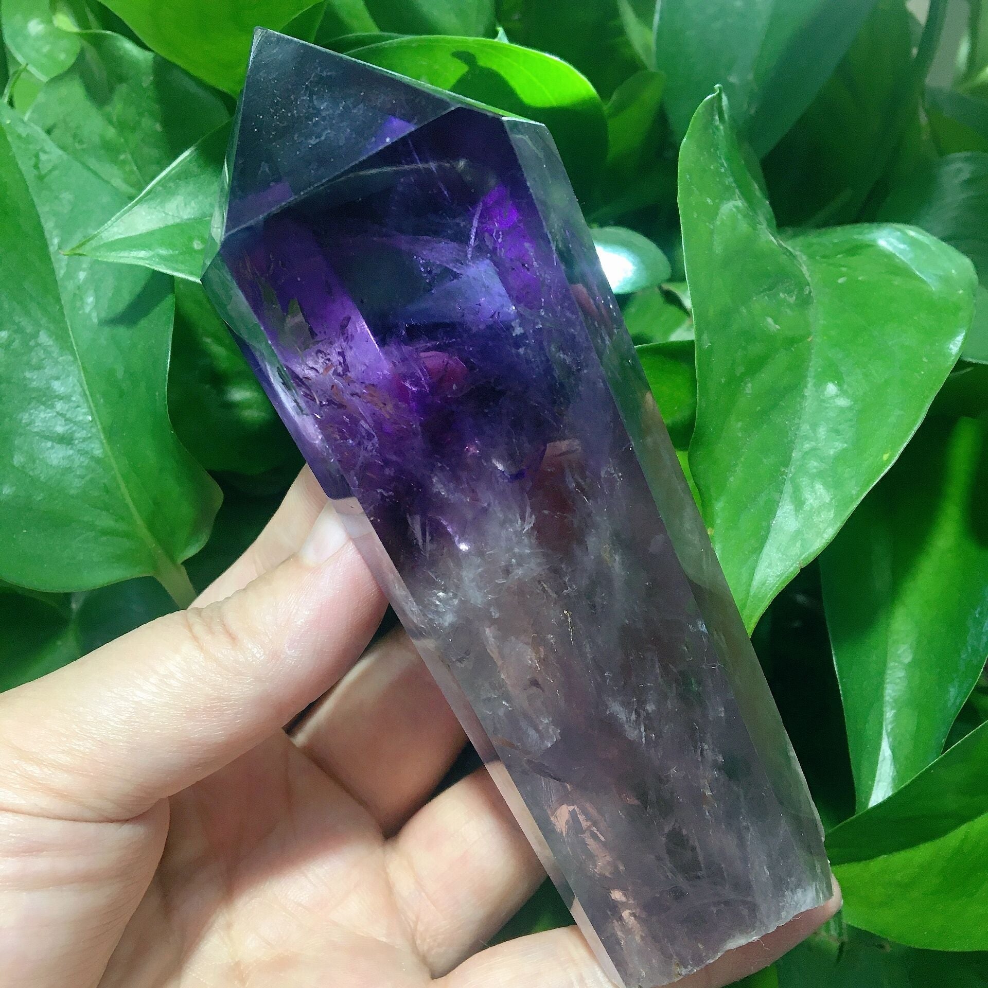 5.3-inch Dark Purple Amethyst Half Polished Crystal Point
