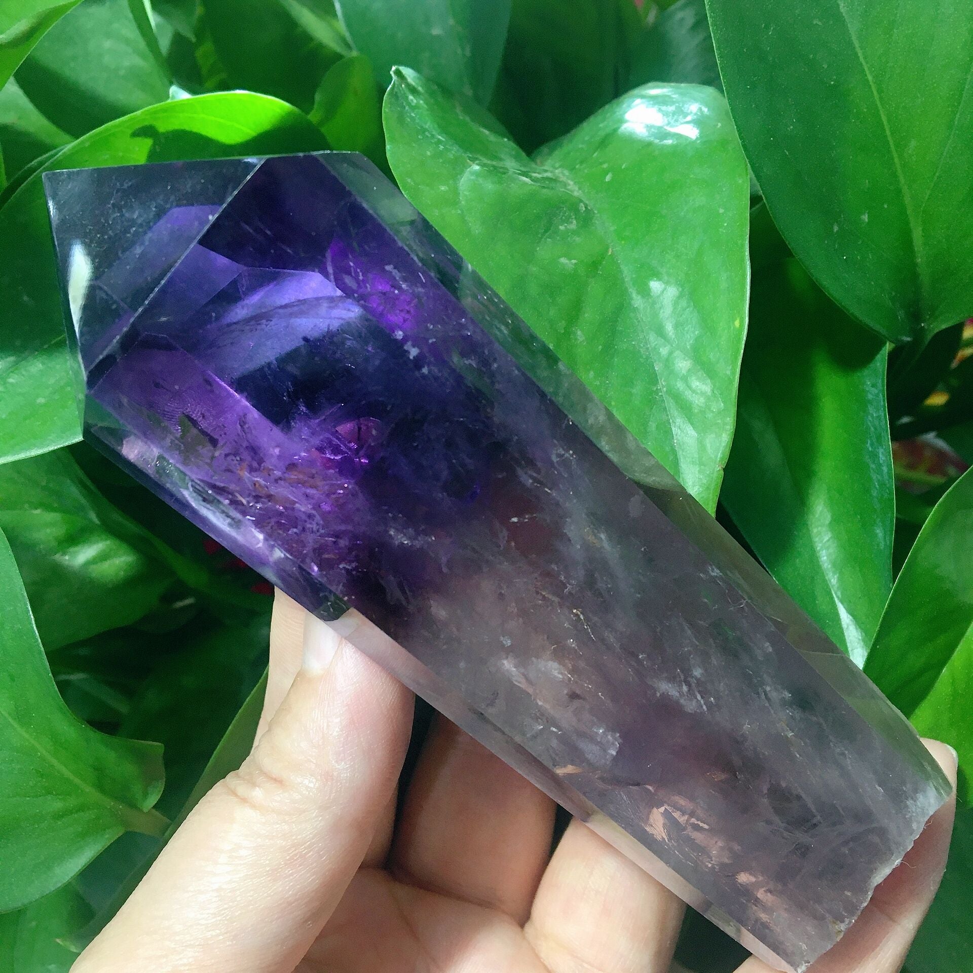 5.3-inch Dark Purple Amethyst Half Polished Crystal Point