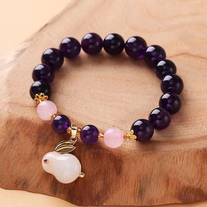 5.5-6.3 Inch Amethyst Inner Peace Bracelet for Women