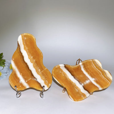 5.5-7.5 Inch Banded Orange Calcite Irregular Healing Bowl
