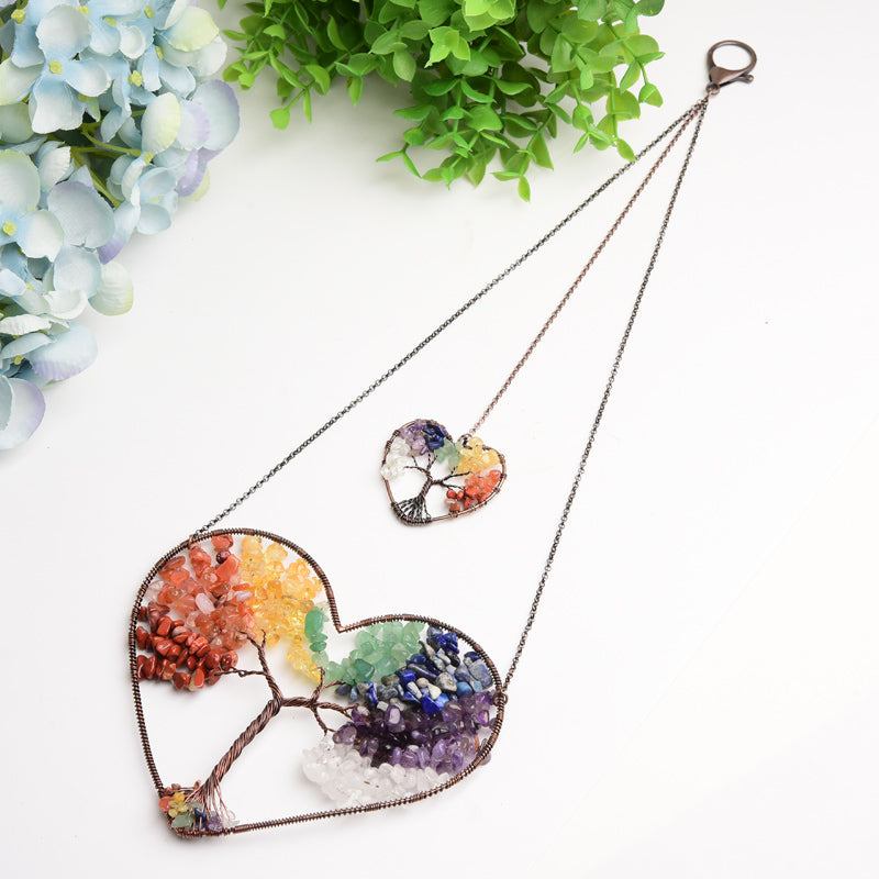 5.5 inch Chakra Crystal Heart Ornament for Healing