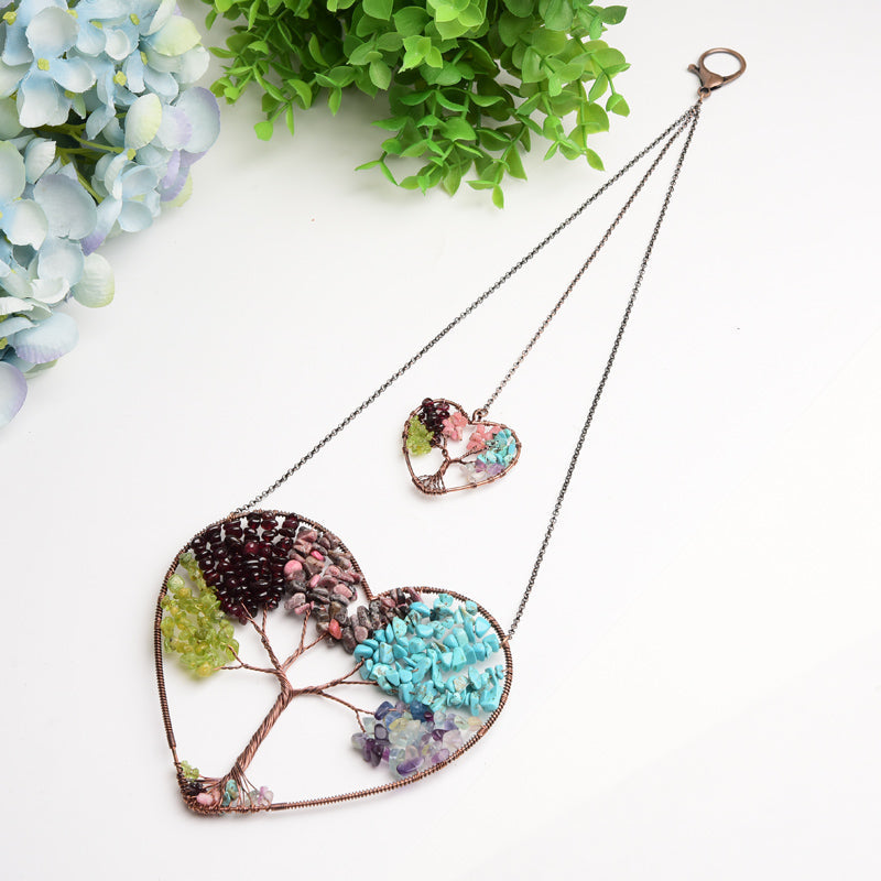 5.5 inch Chakra Crystal Heart Ornament for Healing
