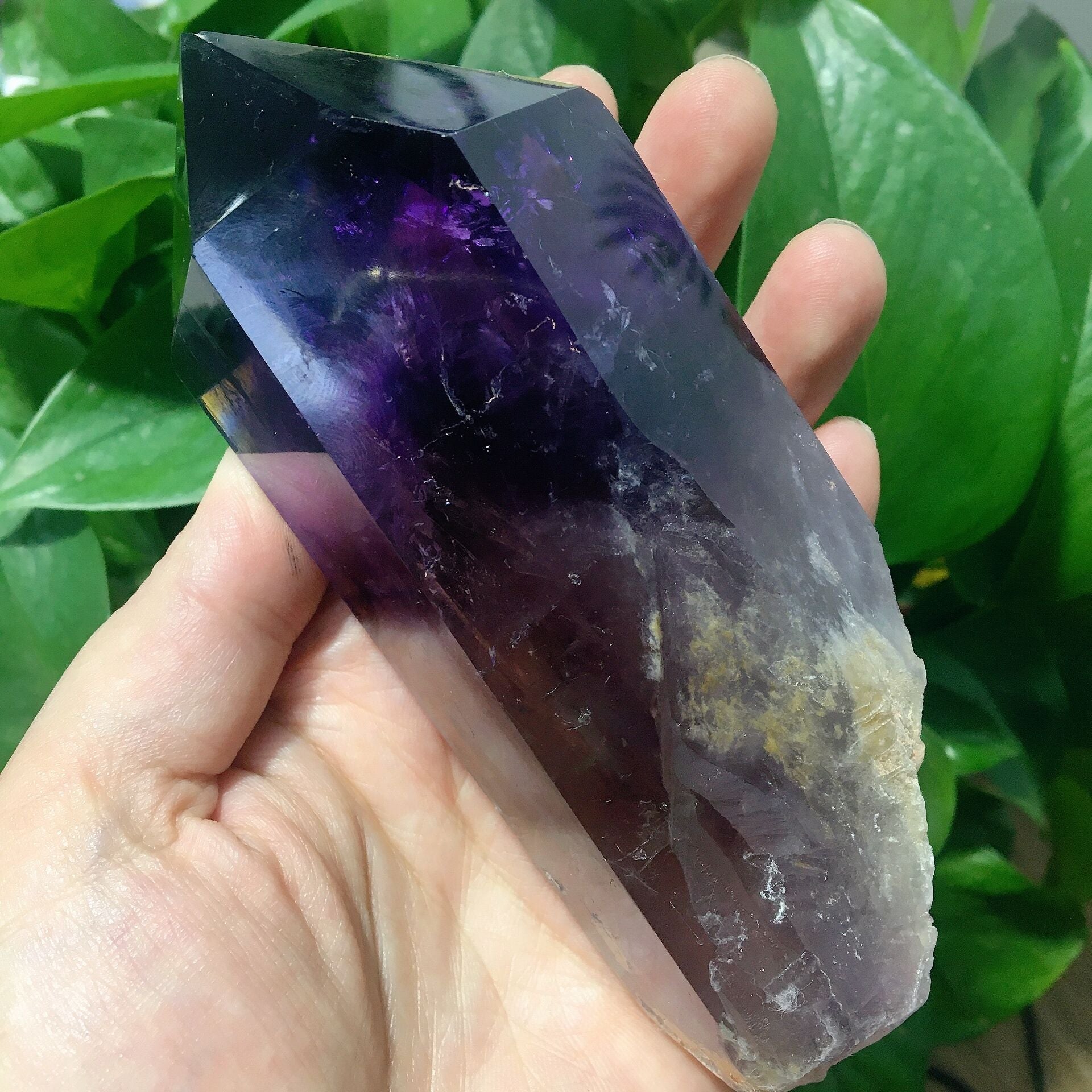 5.5-inch Dark Purple Amethyst Crystal Point Half Polished