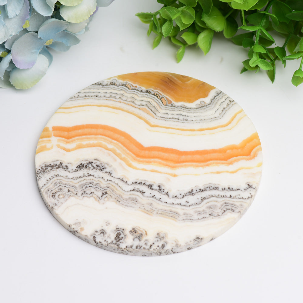 5.5 Inch Orange Calcite Crystal Plate for Energy Healing