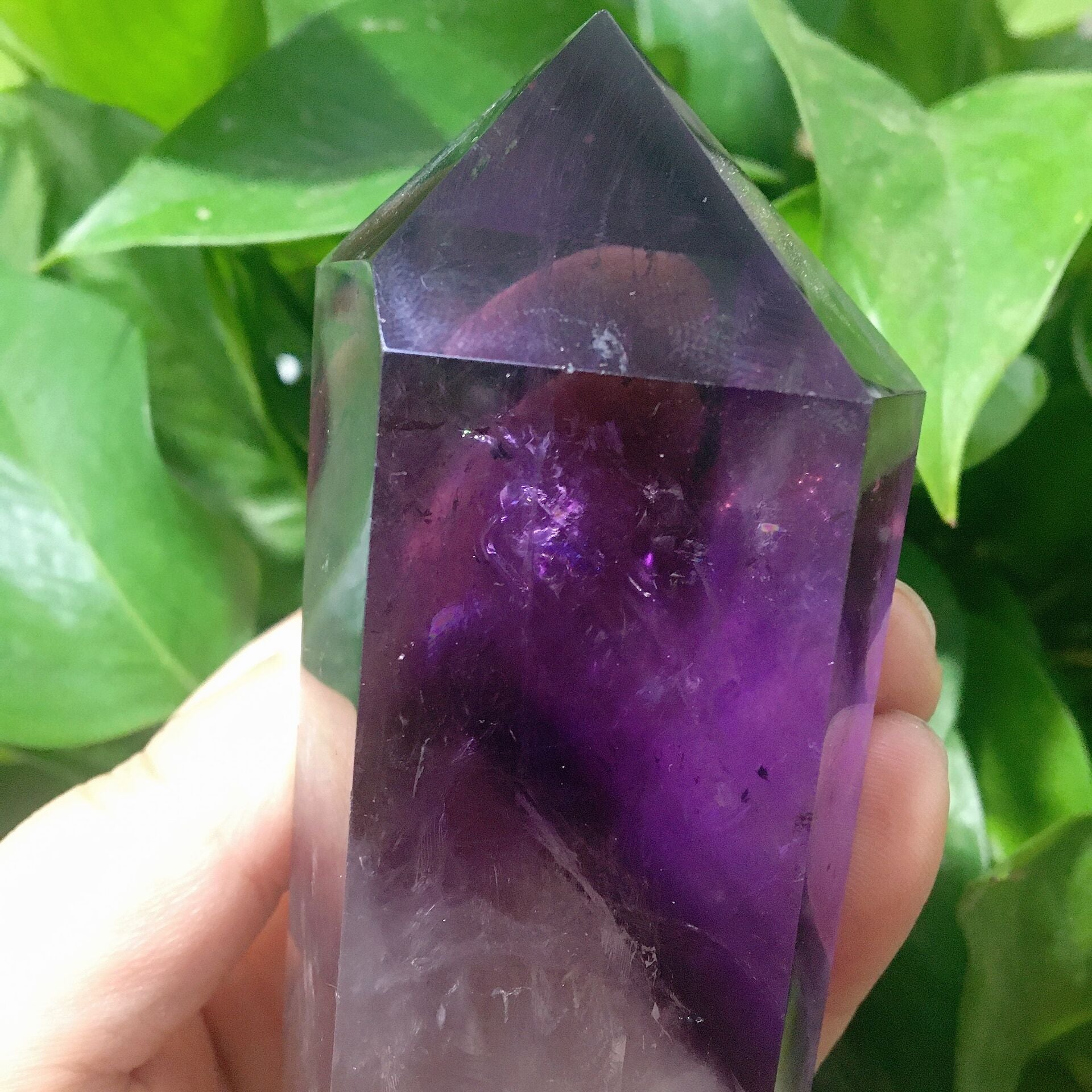 5.8-inch Dark Purple Amethyst Crystal Point Half Polished